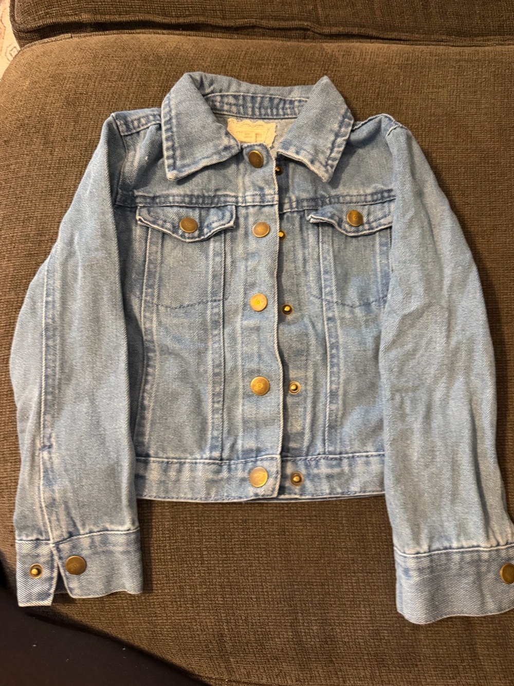 btween Light Blue Kids Denim Jacket with Brass Buttons